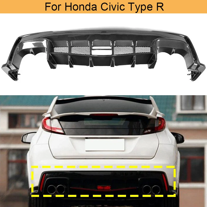 Углеродное волокно задний бампер диффузор спойлер для Honda Civic Тип R 2015 2016 Хэтчбек