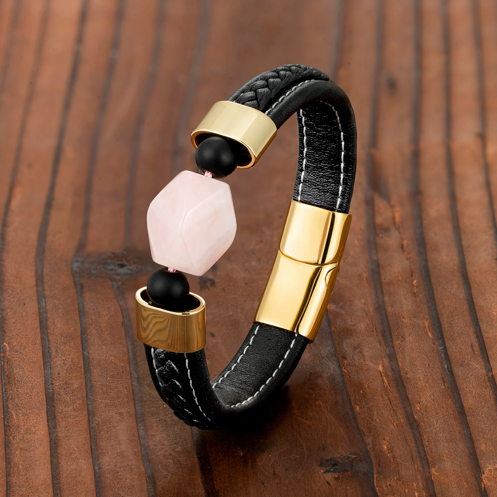 Элегантный и модный бриллиантовый натуральный розовый кристалл для мужчин