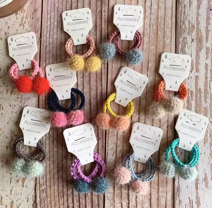 

Solid Little Lamb wool Ball With Elastic Rope Handmade Hair Band For Kids Girls Hair Tie Band Hair Accessories Q61