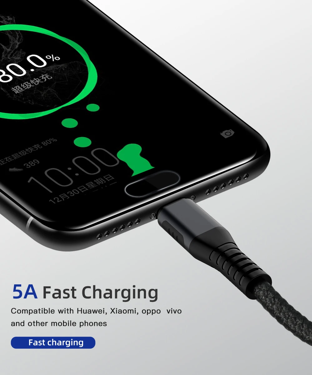 Usb type C супер зарядный кабель для Huawei Mate 10 20 USB C быстрое зарядное устройство Шнур для Xiaomi Redmi K20Pro type-C Cabo USB супер зарядное устройство