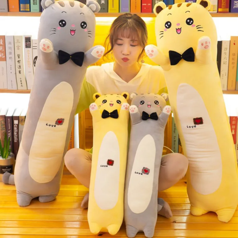 Кошек длинная полоса подушка кровать для взрослых ленивые коты длинные плюшевая