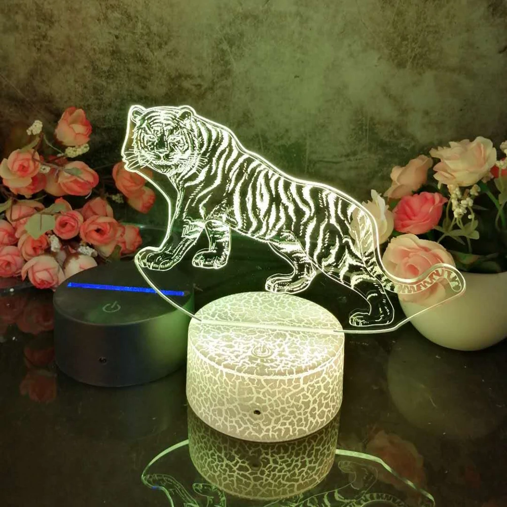 

Led 3D Night Light Tiger B Pattern Nightlight for Child Bedroom Decor Desk Lamp 16 Color with remote
