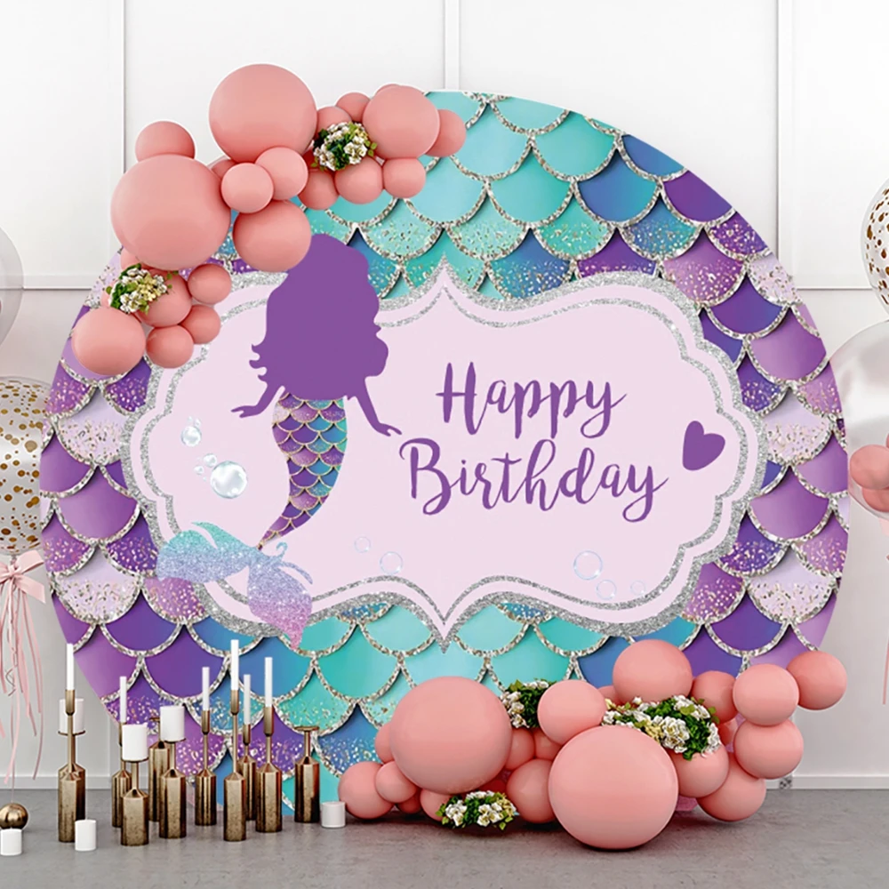 

Yeele Mermaid Birthday Photography Backdrop Prop Baby Girl Party Decor Portrait Photocall Photo Studio Backdground Photographic