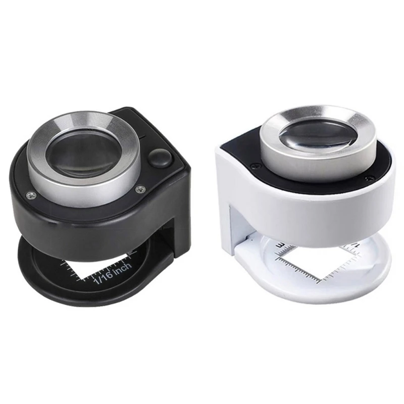 

30 Times Optical Glass Lens Scale Focusing Magnifier with LED Lights and UV Lamps Magnifying Glass for Antique Jewelry