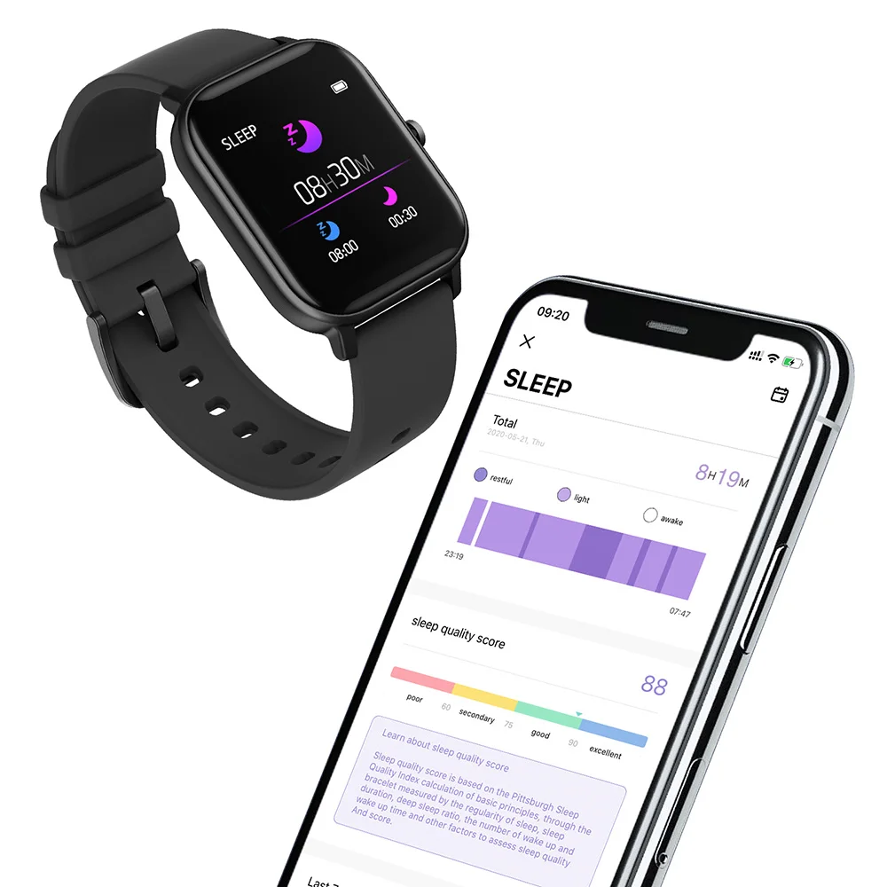 

Smart Watch Temperature IP67 Waterproof Full Touch Fitness Tracker Heart Rate Monitor Women Men Smartwatch