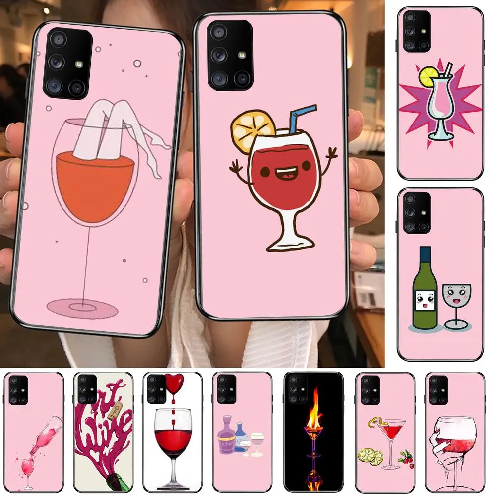 

Red wine glass lovely Phone Case Hull For Samsung Galaxy A50 A51 A20 A71 A70 A40 A30 A31 A80 E 5G S Black Shell Art Cell Cove