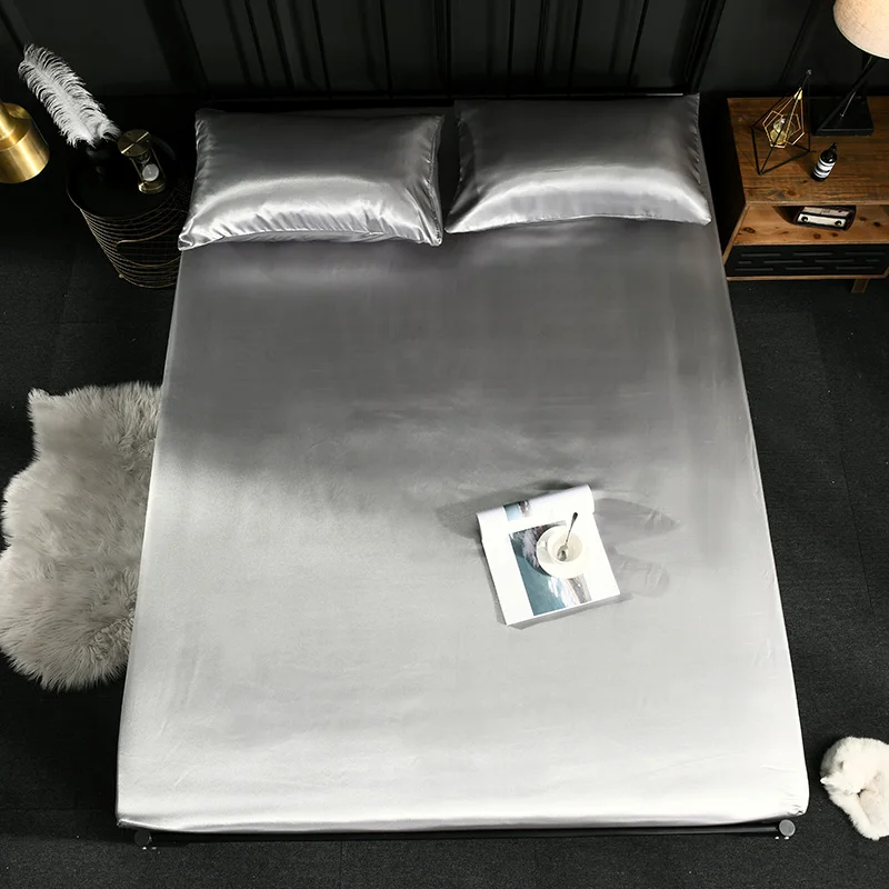 Роскошная шелковая натяжная простыня Комплект постельного белья протектор для