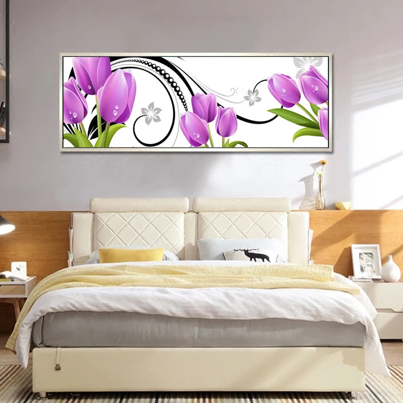 Алмазная живопись сделай сам большой размер Фиолетовый Тюльпан полная вышивка