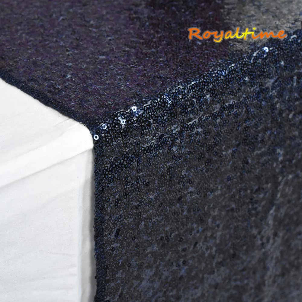 Navy Blue 30x180cm Christmas Green/Fuchsia/Burgundy/Rose Gold Sequin table runner for Party table cloth Weddings Decoration Table Runners - Цвет: Navy Blue