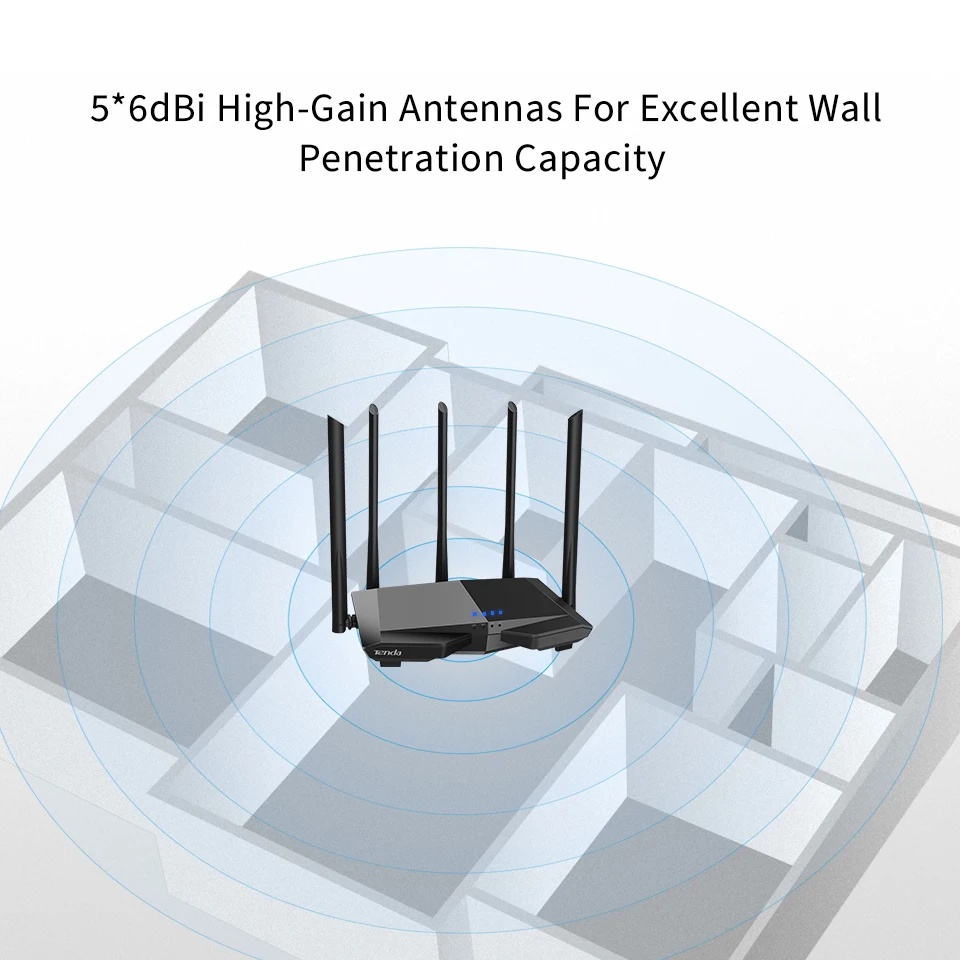 Беспроводной роутер Tenda AC7 двухдиапазонный маршрутизатор AC1200 Wi-Fi ретранслятор с