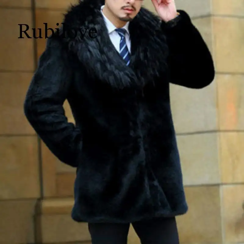 

Rubilove harajuku мужская кожаная куртка с длинным рукавом утолщенная шуба из искусственного меха норки с меховым воротником размера плюс верхняя ...