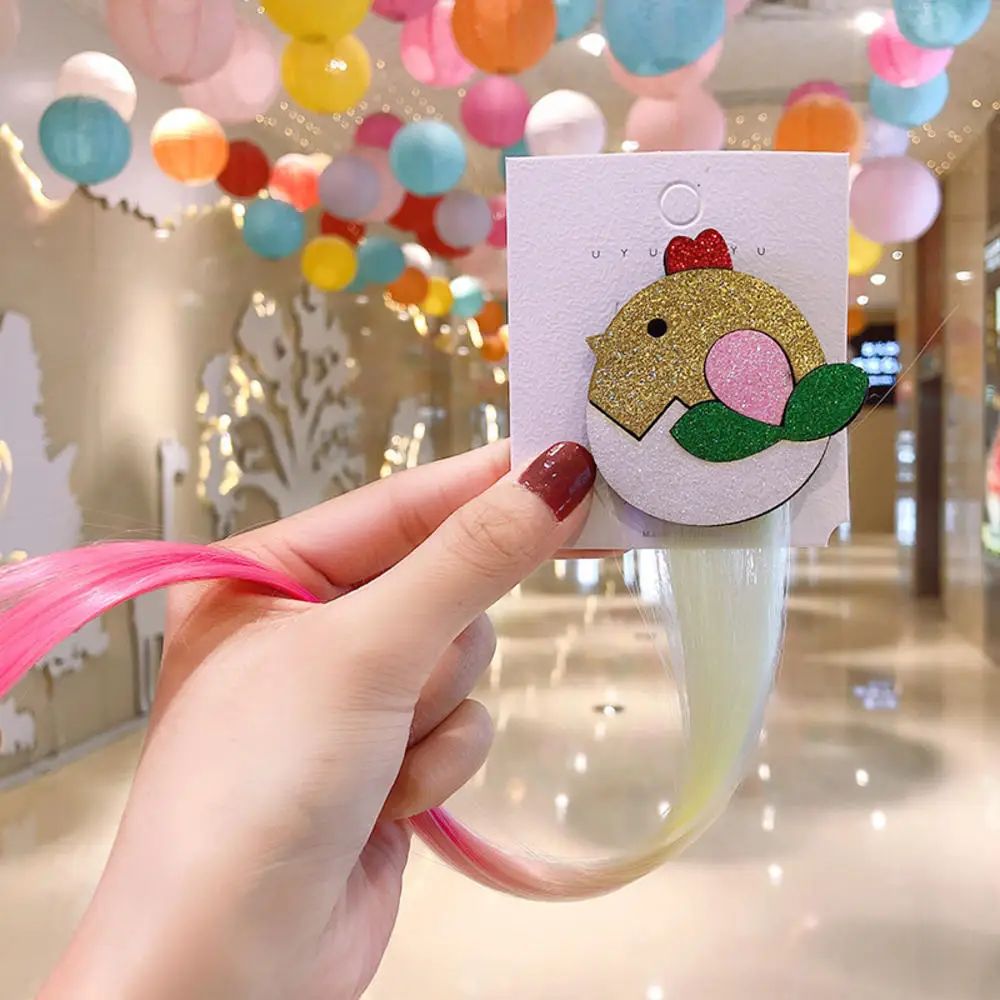 Children Cartoon Rainbow Wig Hair Pins Unicorn Clips Girls Cute Rabbit Cat Animals Accessories |