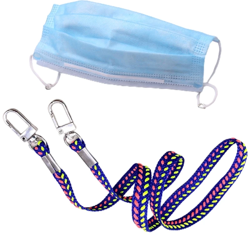 

4Pcs Multicolor Woven Lanyard Face Mask Holder Strap Mouth Cover Hanger Rope