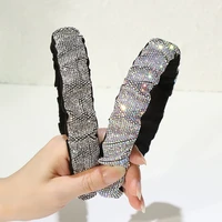 wrinkled pressed hair hairpin female hair band full of diamond crystal super flash net red 2021 new high drade headband
