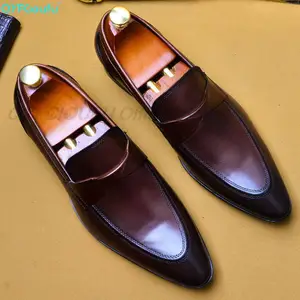 QYFCIOUFU роскошные мужские классические туфли с острым носком мужские кожаные туфли модные деловые стильные слипоны мужские кожаные туфли США 11,5