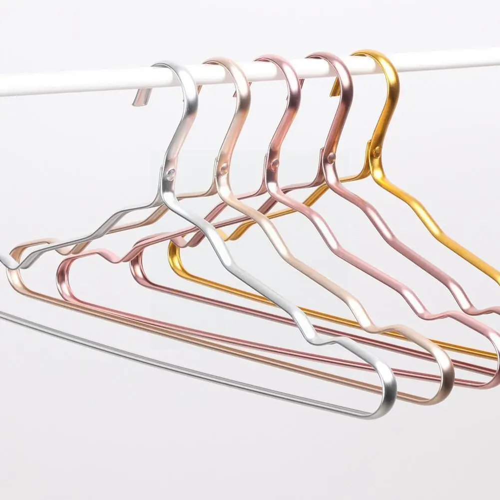 

5pcs Aluminium Alloy Clothes Hangers Coat Hangers Anti-slip Rack Storage Clothing Drying Rack Metal Seamless Wardrobe Organ H8x5