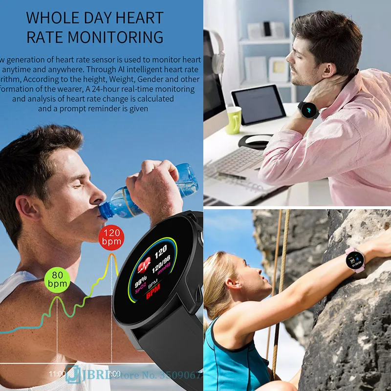 

Fitness Sport Smart Watch 2021 Women Men Blood Pressure Heart Rate Tracker Watch Electronic Clock For Android iOS Smartwatch