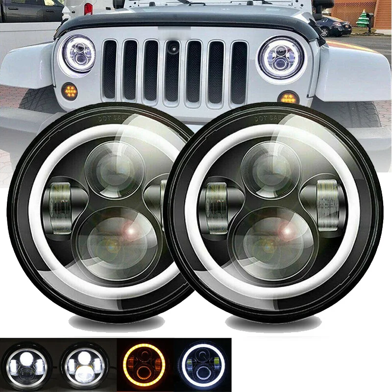 

Для lada niva 4x4 suzuki samurai ВАЗ 2101 7 "светодиодный DRL Halo Фары для Jeep Wrangler Beetle Classic Volkswagen Lada Niva URBAN