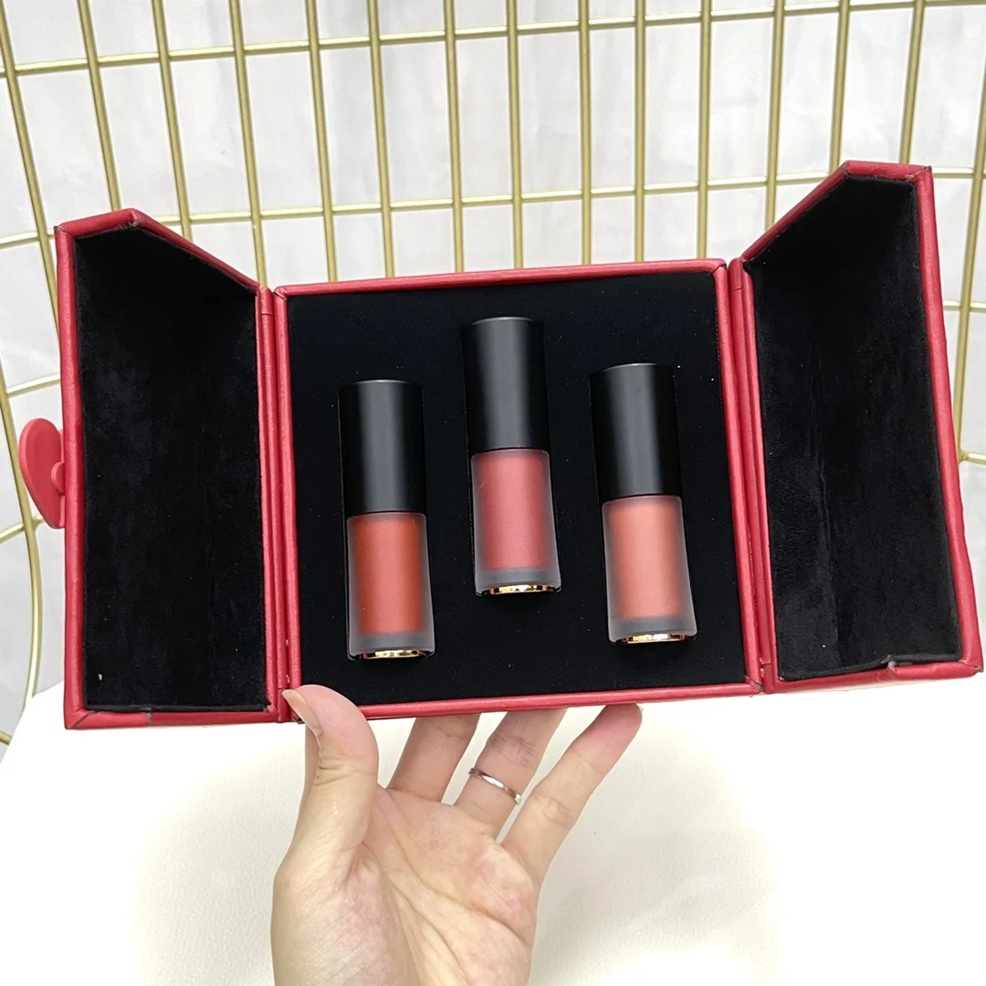 

Высококачественная Новая фирменная Праздничная помада 3 в 1, набор для макияжа, увлажняющая косметика для женщин, высокое качество + подарок