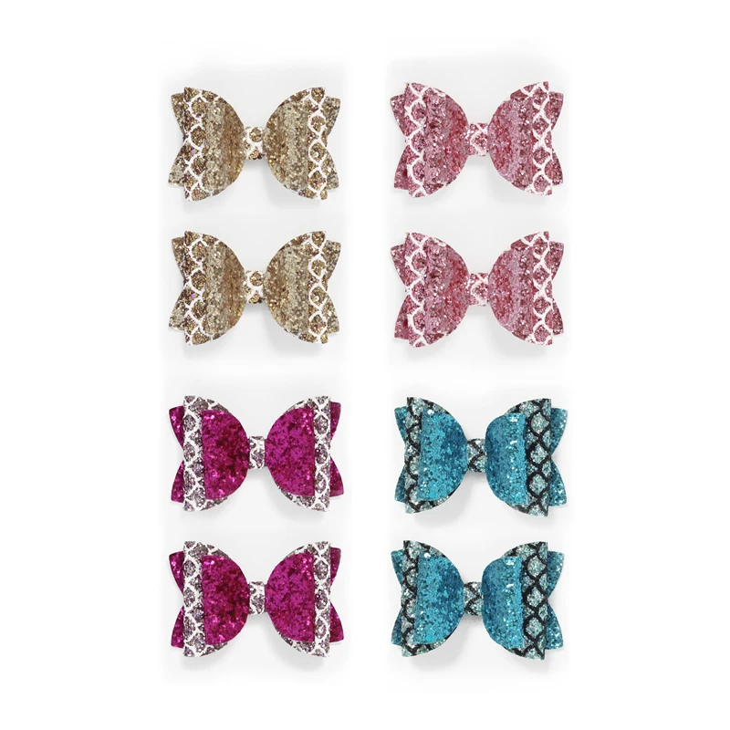 

Милые блестящие зажимы для волос с бантом, блестящие зажимы для волос, аксессуары для волос для девочек и детей, 2 шт., чешуя Русалки