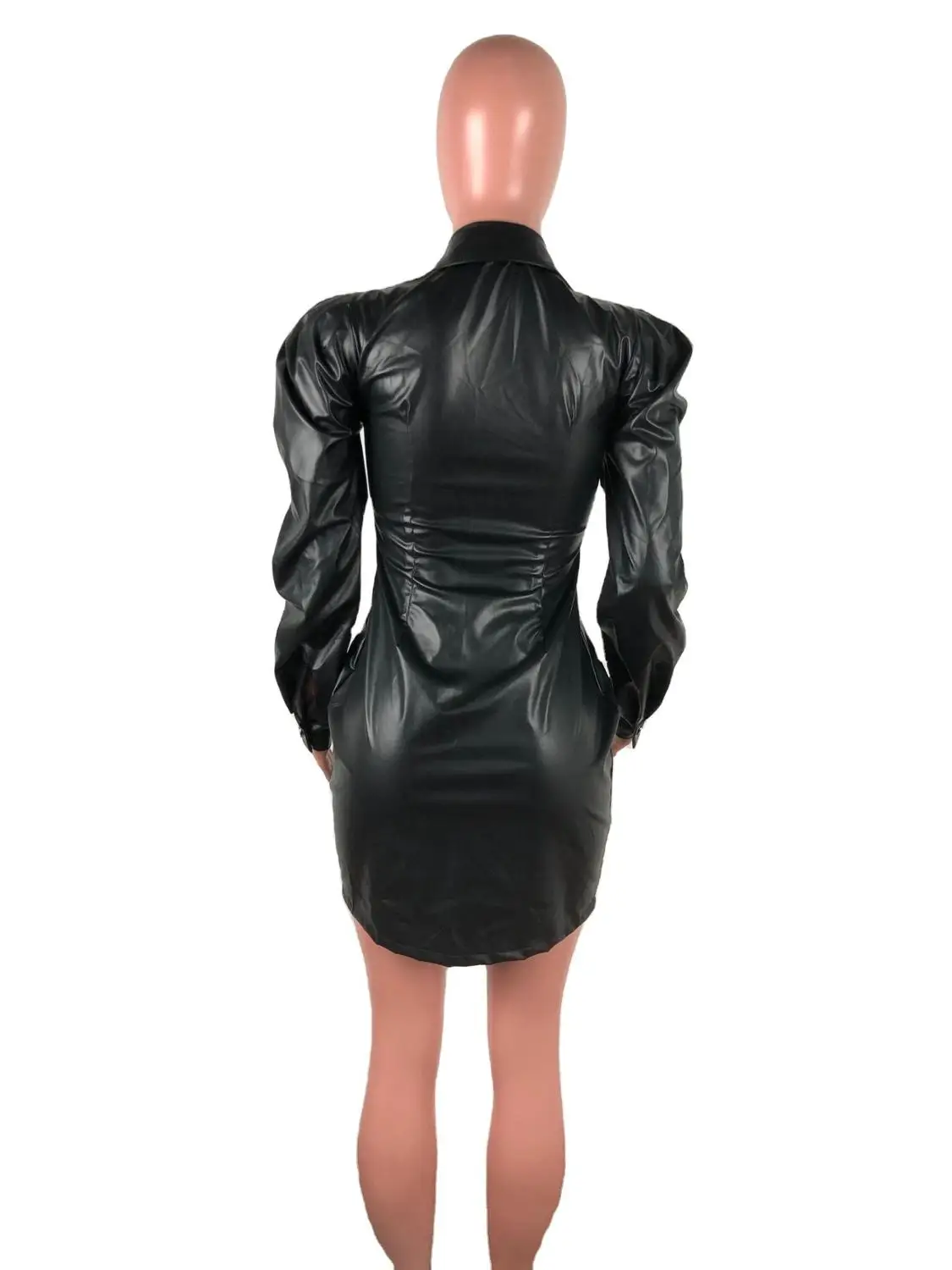 

Casual Women Pu Leather Dresses Pulf Sleeve Party Night Clubwear Streetwear Winter Dress For Women Vestido