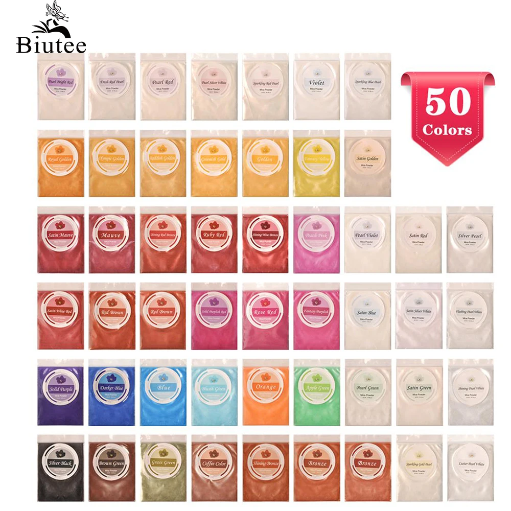 Biutee слюдяной порошковый пигмент 50 цветов блестящий порошок для ногтей