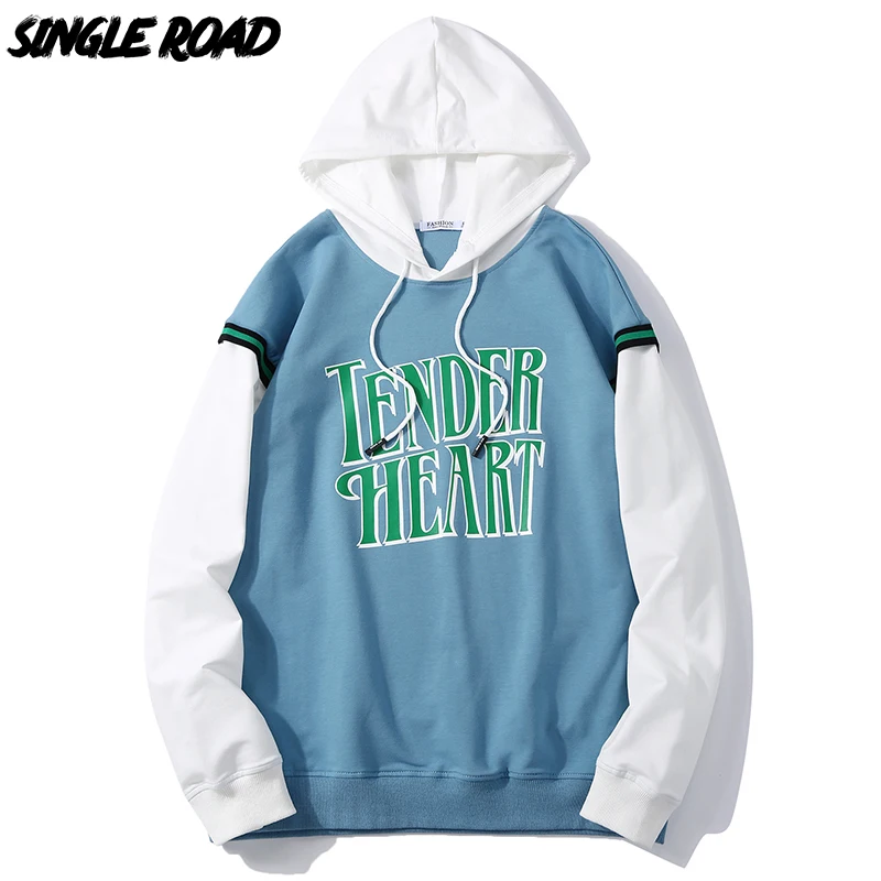 

Single Road Mens Hoodies Men 2021 Patchwork Sweatshirt Hip Hop Japanese Streetwear Harajuku Male Casual Hoodie Men Sweatshirts