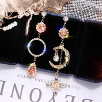 korean elegant moon twist ring hanging dangle asymmetrical earrings bohemian prevent allergy vintage stud earrings high quality