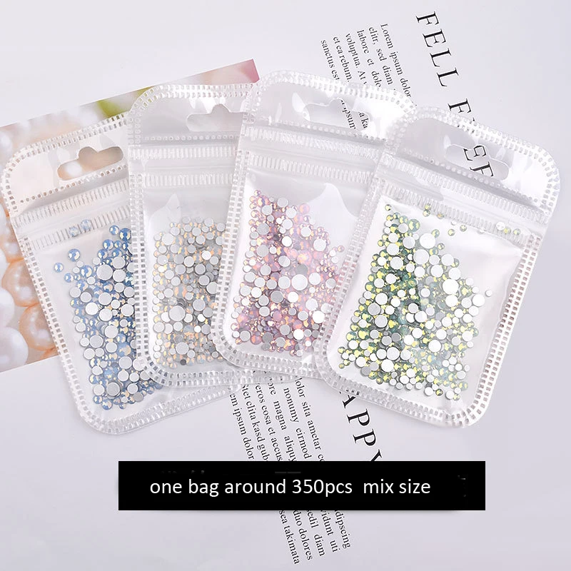 350pcs 5Gram Mixed Size ss3-ss30 Blue/Green/Pink/White Opal 3D Crystal Nails Art Rhinestone,Flatback Glass Nail art Decoration images - 6