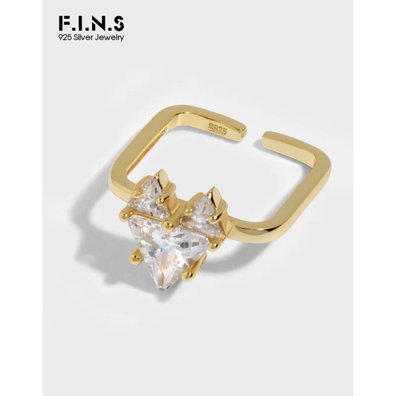 

F.I.N.S INS оригинальный дизайн циркон любовь сердце квадратные S925 серебряное кольцо женские свадебные Обручение открытые, кольца на палец