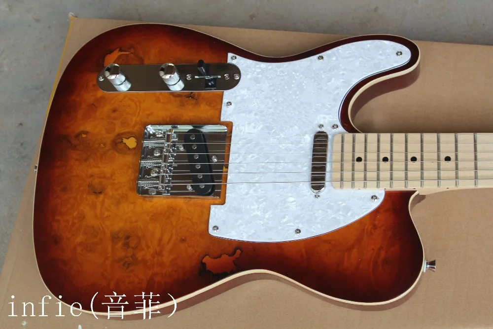Высокое качество клен гриф левшей Sunburst электрогитара белая Guard гитарная доска