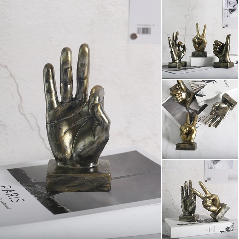 

Ретро модель жеста на палец статуя из смолы настольные украшения скульптуры Декор для дома офиса Кофейни ALI88