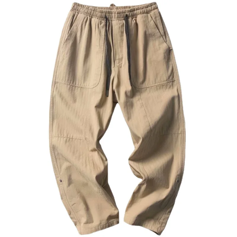 

Spring Autumn Solid Color Overalls Male Korean Version Trend Loose Straight Big Pocket Casual Trousers Jogging Pants