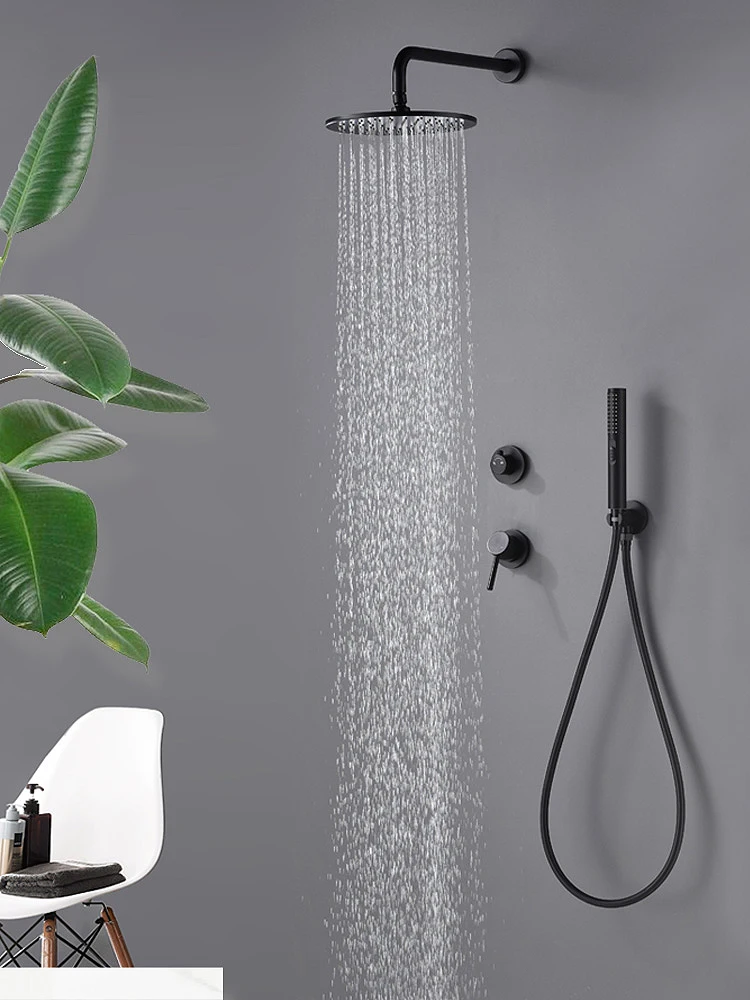 

Wall Mount Bathroom Rainfall Shower Faucet Set Concealed Matte Black Shower System Bathtub Mixer Faucet Tap Shower Head Set