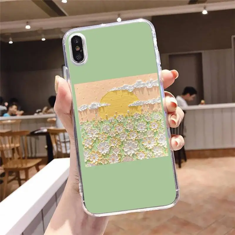 

Creative three-dimensional oil painting Phone Case Transparent soft For iphone 5 5s se 6 6s 7 8 11 12 plus mini x xs xr pro max
