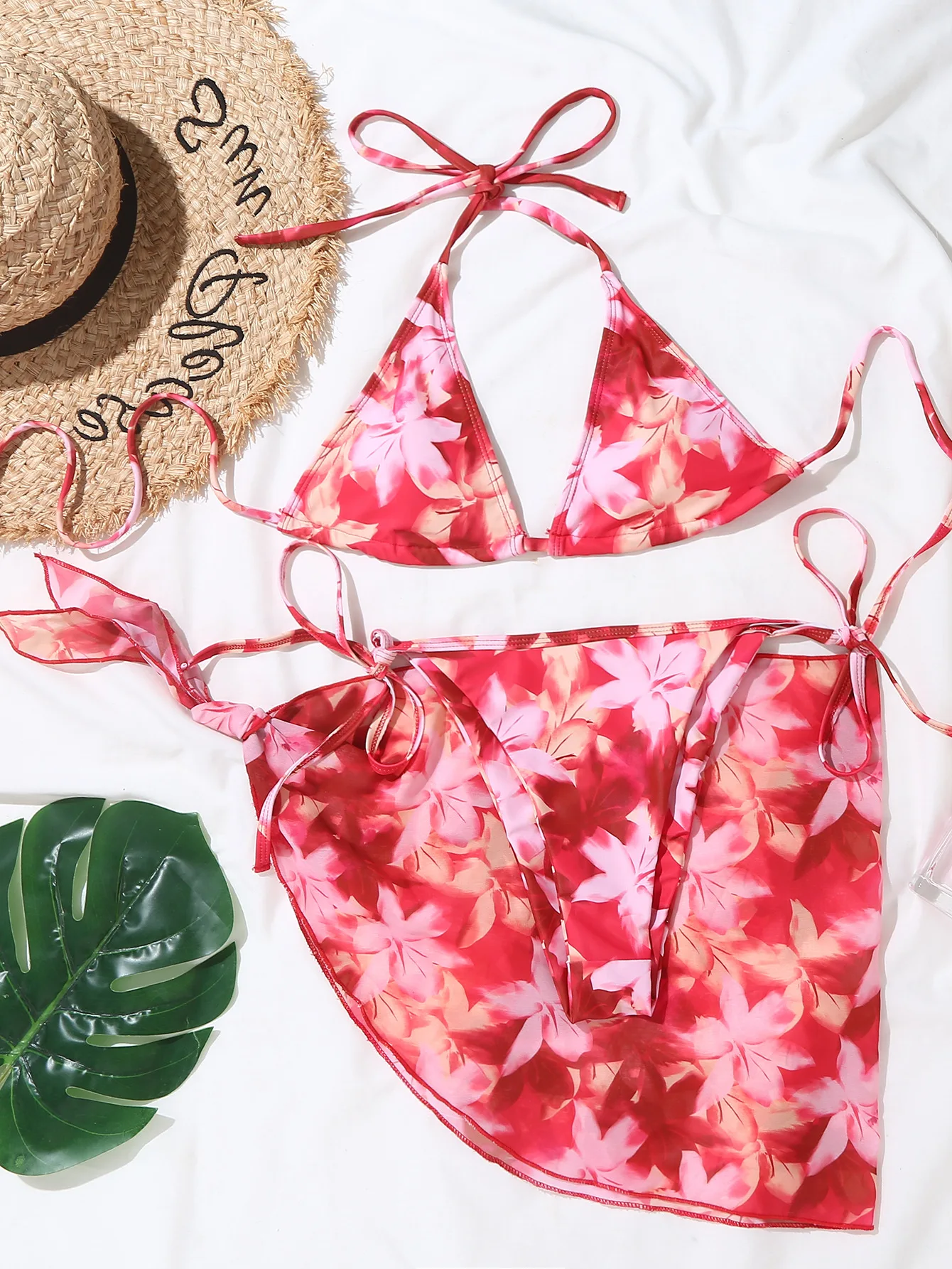 

Three-Piece Suit Bikini Triangle Cover Up Dress Swimwear Women Monokini Maillot Femme Maio Biquini Mujer Banador Badpak Dames