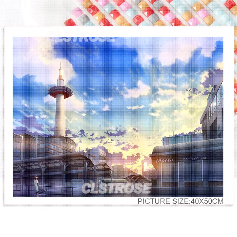 

Landscape Diamond Art Oil Painting Diy Pink Cherry Tree Can Be Customized Home Wall Decoration for Bedroom Living Room