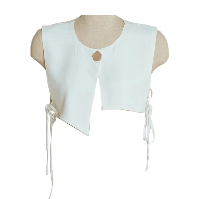 

Женский ассиметричный накладной воротник, шаль, женское ожерелье, жилет, куртка, однотонное съемное пончо со шнуровкой