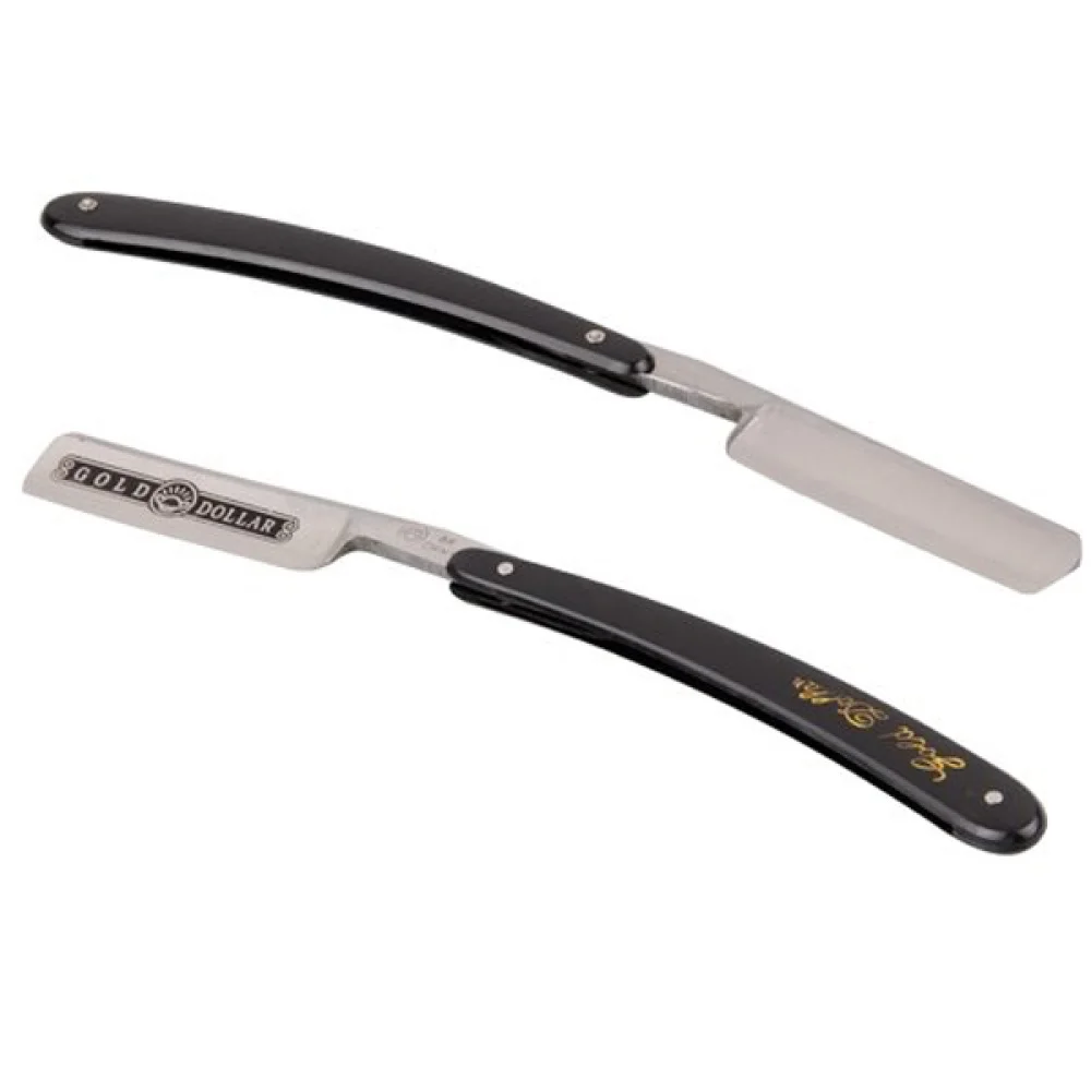 

Gold Dollar 66 Classic Steel Straight Edge Salon Barber Shaving Razor Shaver (Black+Silver)