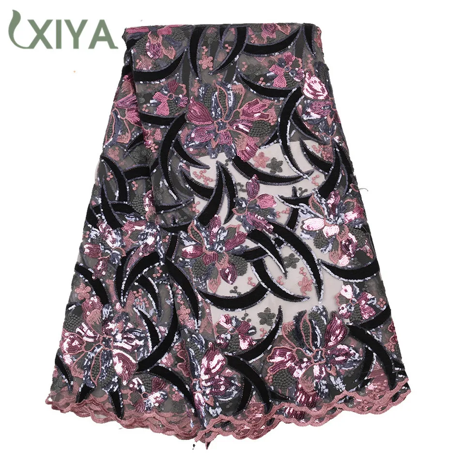 

Бархатная кружевная ткань с блестками, Высококачественная африканская кружевная ткань с вышивкой в нигерийском стиле Тюлевая сетчатая кру...