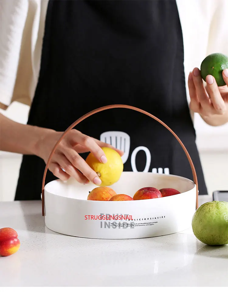 

Nordic Style Creativity Bowl Ceramic PU Handle Salad Bowl Japanese Ceramic Bowl Soup Noodle Bowl Fruit Dessert Big Cute Bowl