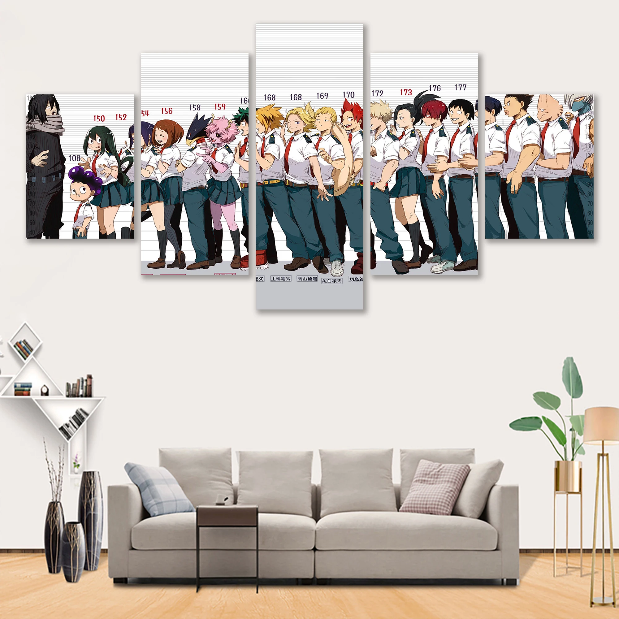

HD Printed My Hero Academia Wall Art 5 Piece Cartoon Character Pictures Anime Poster Modern Home Decor Modular Canvas Painting