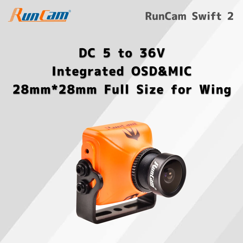 2021 Новая камера RunCam Swift 2 FPV Встроенный OSD MIC 600TVL DC 5-36V WDR NTSC полноразмерная для дрона