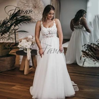 sexy v neck spaghetti straps 3d flowers wedding dresses see through a line backlesss bridal gown vestido de noiva robe de mari%c3%a9e