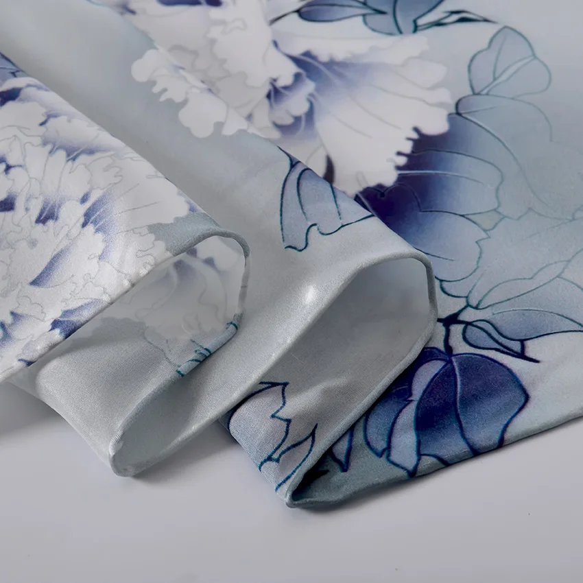 [BYSIFA] серый белый водный пион женский шелковый шарф 2018 новый дизайн 100% чистый шелк