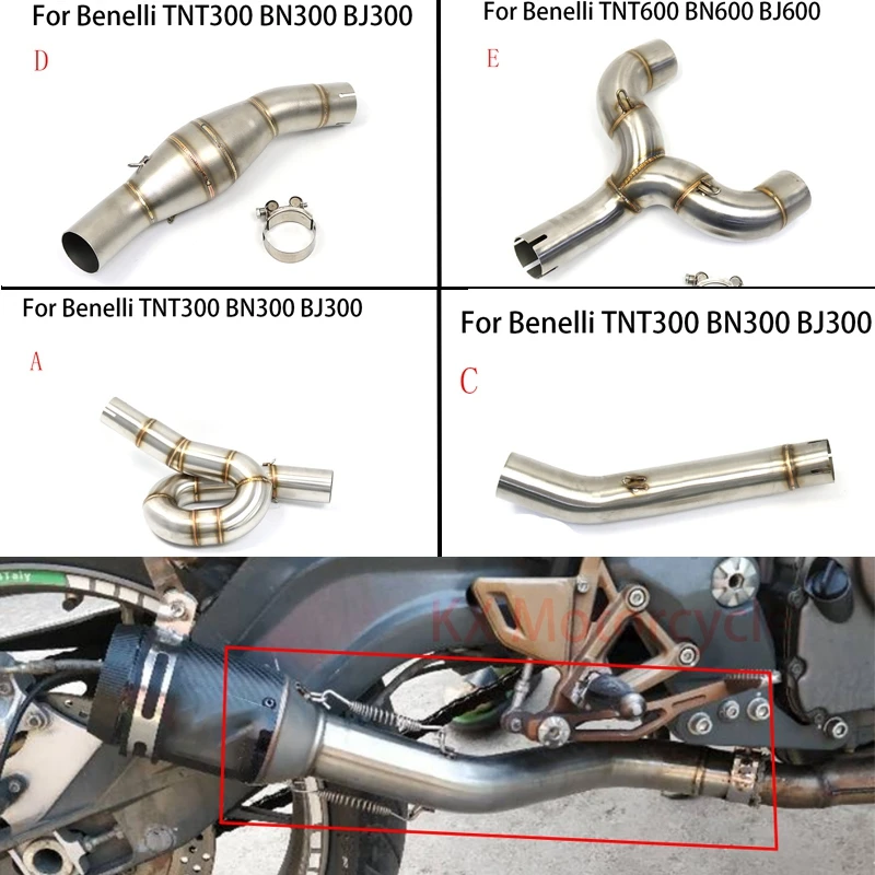 Передняя выхлопная труба мотоцикла глушитель среднее звено для Benelli BN300 TNT300 BJ300