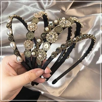 mueraa 2021 pearls rhinestone exquisite thin hairband headband women girls vintage crystal hair accessories headwear ornament