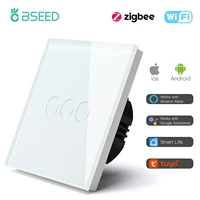 bseed zigbee 3 gang touch single live smart switch glass switch white black golden works with google smart life