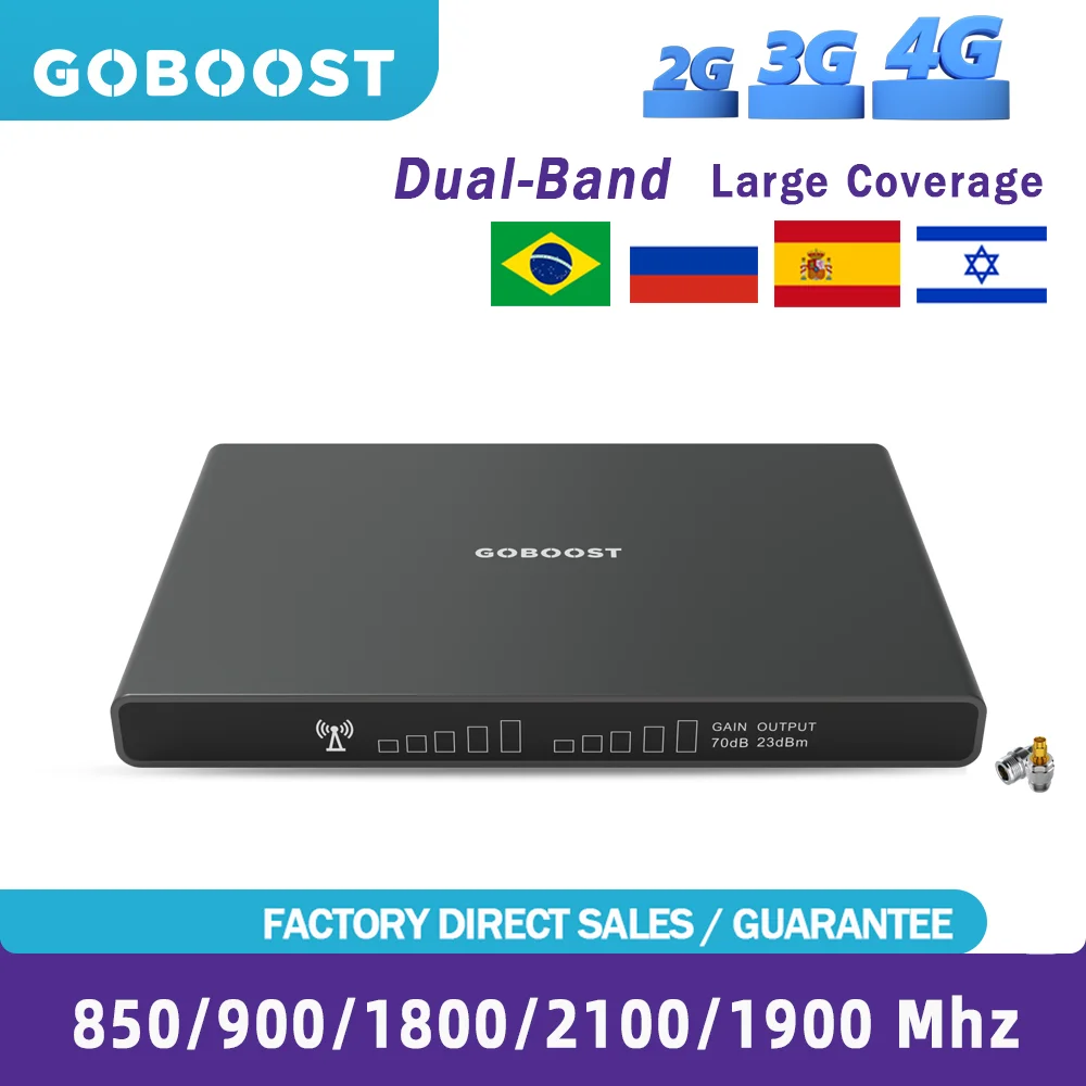 GOBOOST Signal Amplifier Dual Band Repeater 2G 3G 4G 850 1800 GSM 900 Cellular Booster LTE PCS1900 UMTS 2100 Network Cell Phone