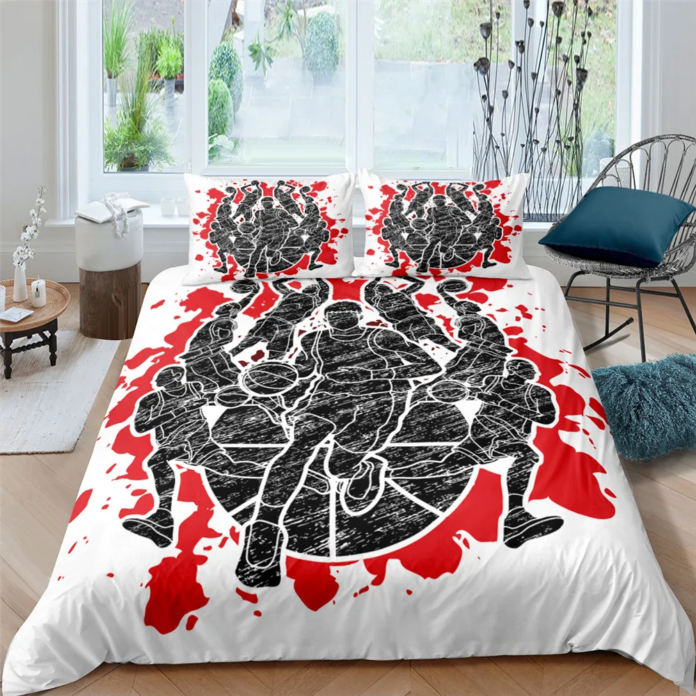 

Bedding Sets 2/3 Pcs Basketball Bed Cover Set With Pillowcases Comforter Set Duvet Cover For Adult Kids Boys
